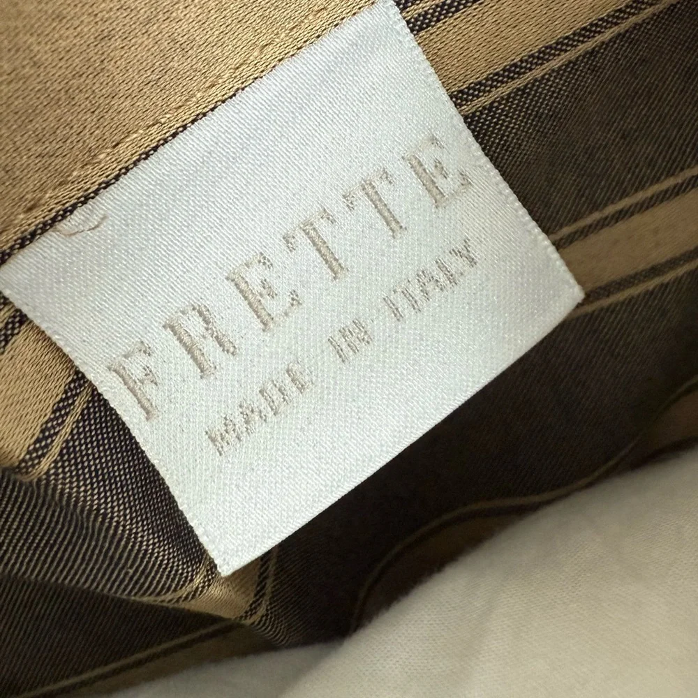 Frette King Pillowcase Gold Grey Stripe Italy